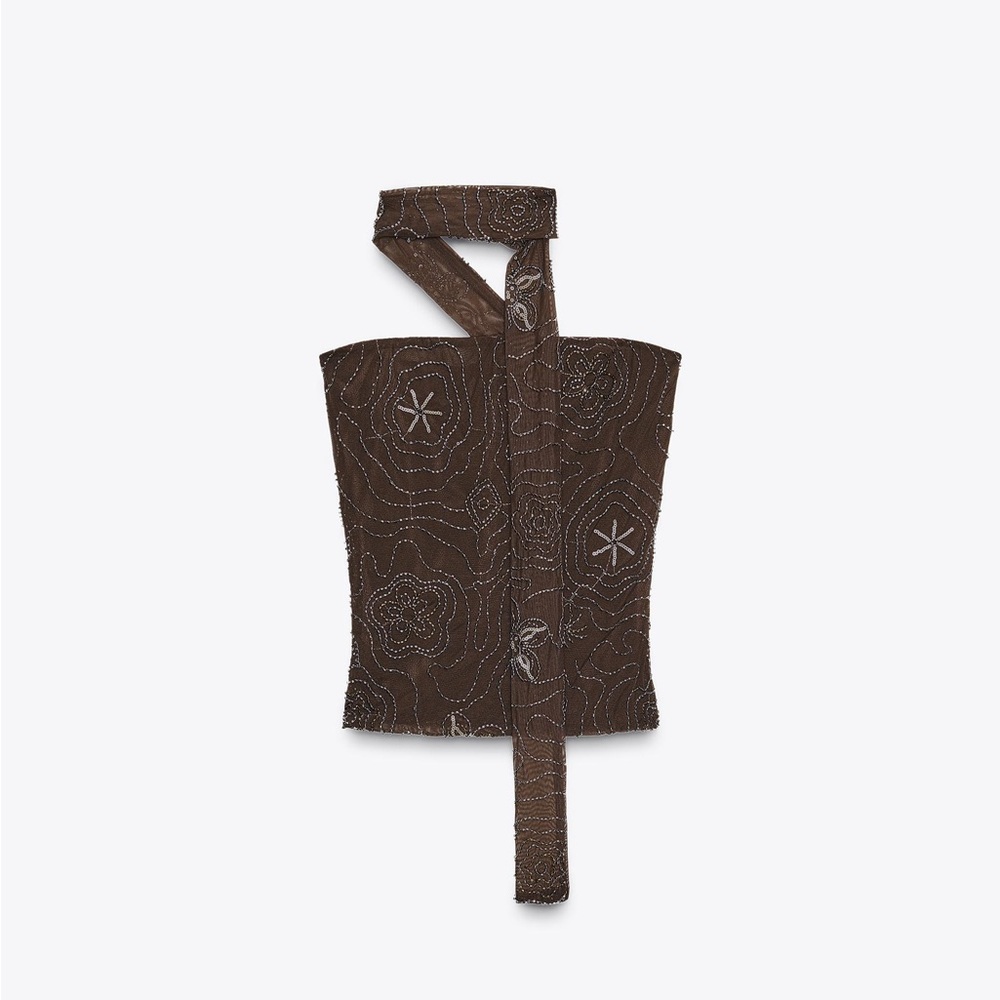 Zara Beaded Top in Chocolate